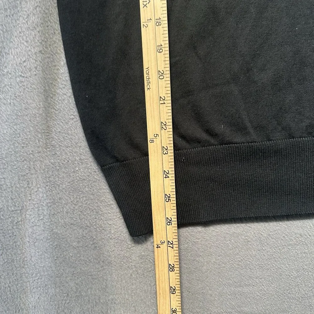 Banana Republic Mens Small Quarter Zip Sweater Black Cotton Chest Pocket NWT